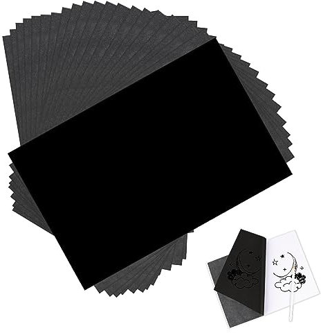 UKOFEW 100 Blatt Kohlepapier, Transferpapier, Schwarzes Kohlepapier Transferpapier, Pauspapier A4, für Holz, Papier, Leinwand (21 x 29,7CM)