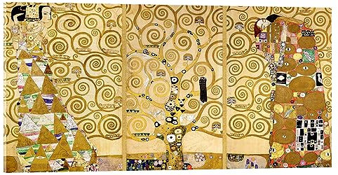 Posterlounge L'albero della vita (dettaglio) Stampa su vetro acrilico di Gustav Klimt 100 x 50 cm Giallo Quadri Decorazione per pareti
