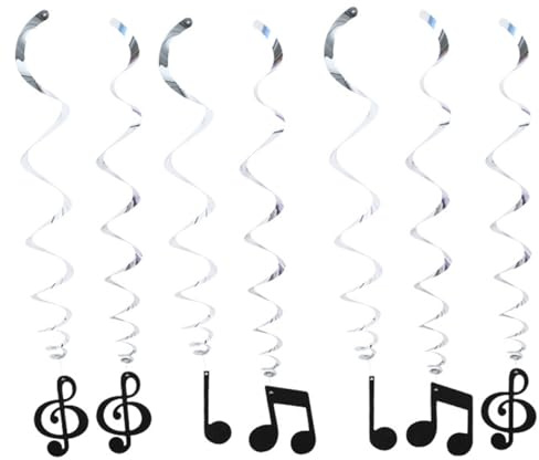 GAKA FAVOR 12 Stück Wirbel Deko Musik Spiralen Girlande Folien Deckenhänger Musik Spiral Deko für Geburtstag, Hochzeit, Silvester oder Karneval Partydeko