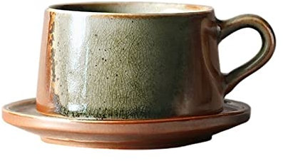 WAOCEO Tazze Tazze da caffè in ceramica retrò personalizzate Tazze da bere fatte a mano con piatti Tazze da tè pomeridiane resistenti al calore Tazze da caffè Tazze da tè