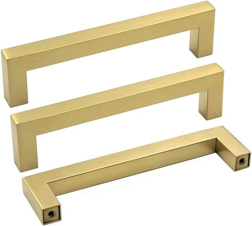 goldenwarm 15 Stück Küchengriffe Gold Lochabstand 128mm Griffe Für Küchenschränke Möbelgriffe Edelstahl Schrankgriffe Türgriffe Küche