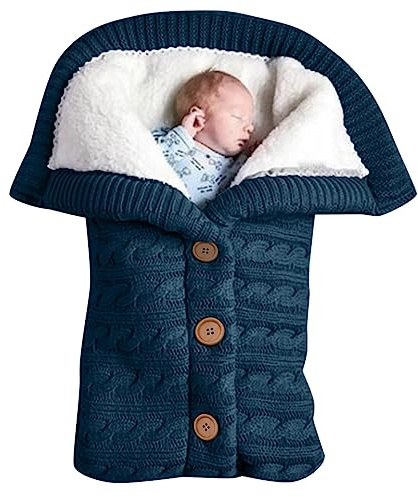 iOoppek Baby Cuddle Blankets Soft, Made of Fleece, Knitted, for Babies, Girls, Boys, Prams, Baby Accessories Print Set Ink (Dark Blue, One Size)