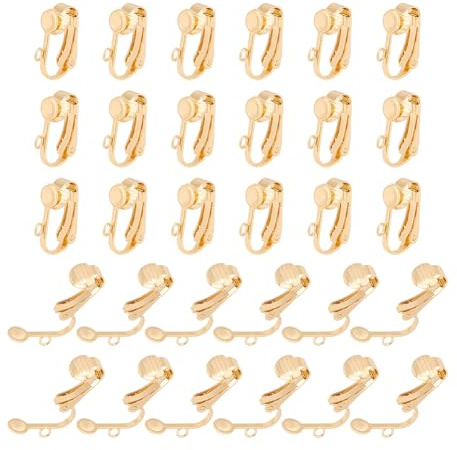 UNICRAFTALE 30 Stk Edelstahl Clip On Ohrringe Mit Schlaufe, Konverter Komponenten für Nicht Durchbohrte Ohren, Goldene DIY Schmuck Herstellung
