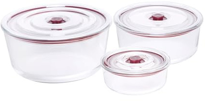 JATA HOGAR HREC4230 - Tupper Cristal Hermetico. 3 Recipientes Cristal para Alimentos. 6 unidades (3 Envases + 3 Tapas) Sin BPA. Apto para microondas, congelador. Para Sólidos y Líquidos.