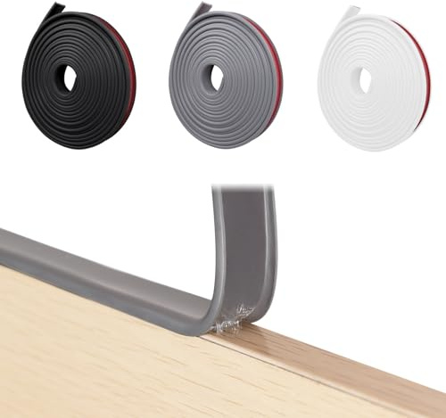 U-Form Selbstklebend Möbelkantenband, 5m×18mm Flexible TPE Faltbarer Kantenschutz für Schrankkanten, Möbelkantenleiste für Tisch Schränke Stühle Regale Restaurierung (Grau-5m×18mm)