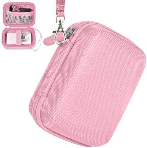 Tasche für Digitalkamera kamera Fotoapparat 44MP FHD 1080p Fotokamera Kompatibel mit Spiegelreflexkamera & Bridgekamera, Mini Retro Aufbewahrungsbox, Reißverschluss Mesh Tasche passt USB Kabel (Rosa)