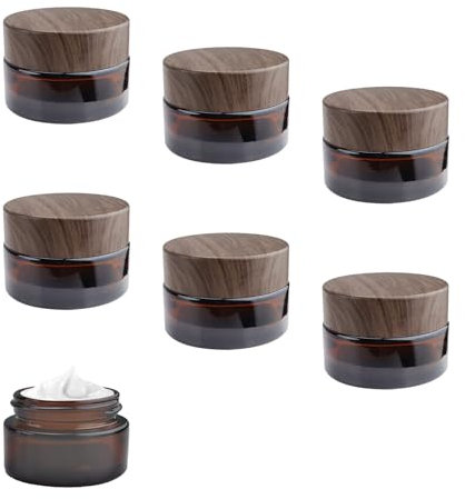 DEANKEJI 6 Tarros Cosméticos de 20ml, Vidrio Espesado, Tapa de Plástico, Reutilizable, Protección UV, Perfectos para Viajes y Cuidado Personal