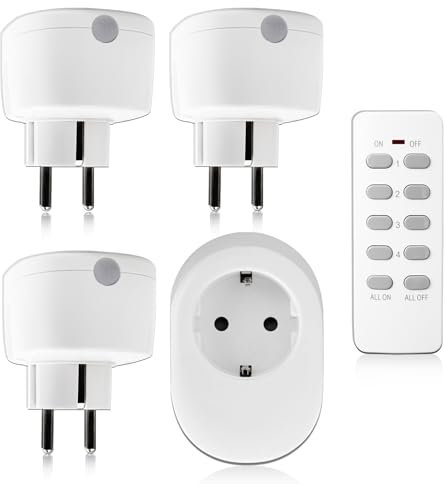 BrightArk Presa con Telecomando, 3680W 4 Prese e 1er Telecomandi, Presa Telecomandata, Presa Smart con Gamma 30m, Telecomandi per Decorazioni Natalizie, Programmabile ed Espandibile, Bianco