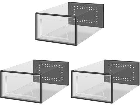 3 pezzi scatola porta scarpe scatole trasparenti impilabili scatole porta scarpe in plastica contenitori organizer per scarpe con coperchio sotto il letto/armadio porta scarpe cassettiera portaoggett