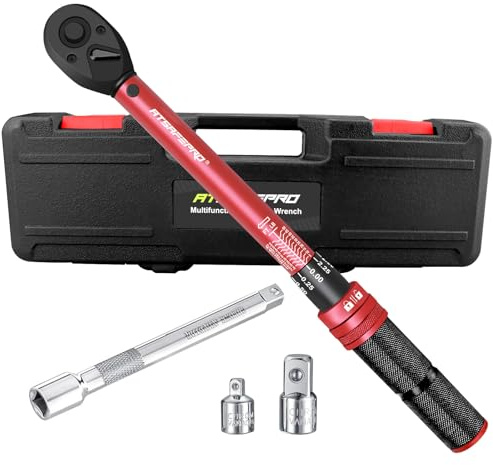 ATsafepro Drehmomentschlüssel mit 3/8-Zoll-Antrieb, zweifach verstellbar, 72 Zähne, Dual-Range-Skala, 1,5-15,7 m, 6,8-68 Nm, Schnellspann-Ratschen