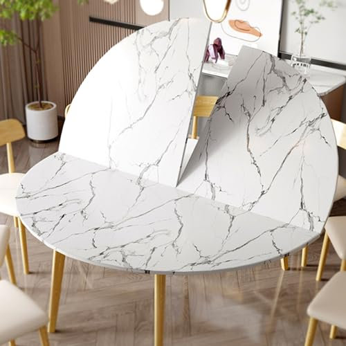 Mesa Redonda Plegable Solo Tablero de Mesa Plegable Redondo Que Ahorra Espacio, Tapa de Repuesto para Mesa de Comedor Interior de Madera Blanca, Mesa de Patio de Café para Fiesta en Casa Sin Patas ( S