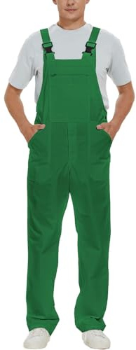 WORK IDEA Men's Bib Overalls Workwear Fashion Lightweight Jumpsuit with Pockets, Xmas Green, XXXL