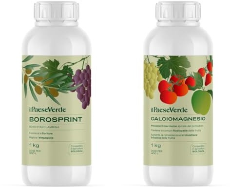 Borosprint concime liquido a base di boro kg.1. Migliora l'allegagione & CalcioMagnesio 1l. Concime a base di calcio e magnesio specifico