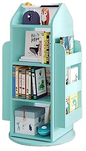 Bücherturm Freistehend 360 ° drehbares Bücherregal, mehrschichtiges stehendes Bücherregal, großes Fassungsvermögen, Bücherregal für Zuhause, Büro, Bücherregale, Organizer perfekte Darstellung