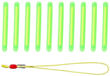 QEQSHQO 10 pièces Bâtons Lumineux Cyalume pour Canne à Pêche, Fluorescent Starlight, Bouchon Lumineux Pêche de Nuit, Lumières De Bobber De Pêche, Vert Fluorescent Lumière, Survie (4,5 * 37mm)