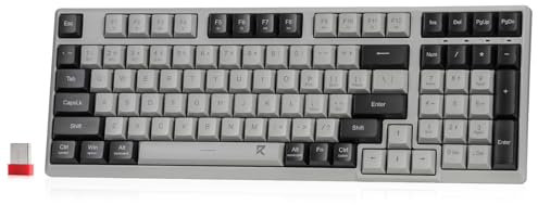 Redragon BK7114 Low-Profile Wireless Computer Keyboard, 98 Keys Slim Office PC Scissors Mechanism Keyboard w/ 2.4G BT Wireless Connection, Tactile Quiet Keystroke, Mixed Color Keycaps