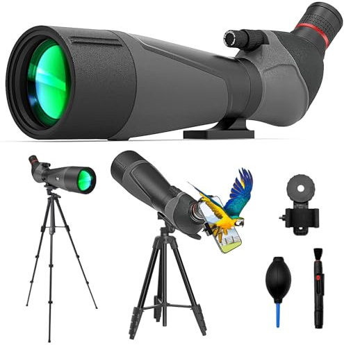 Gosky 20-60x85 Spotting Scope with Full Size Tripod, Phone Adapter and Cleaning Kit, Spotting Scopes for Bird Watching, Wildlife Viewing，Portable with Carrying Bag