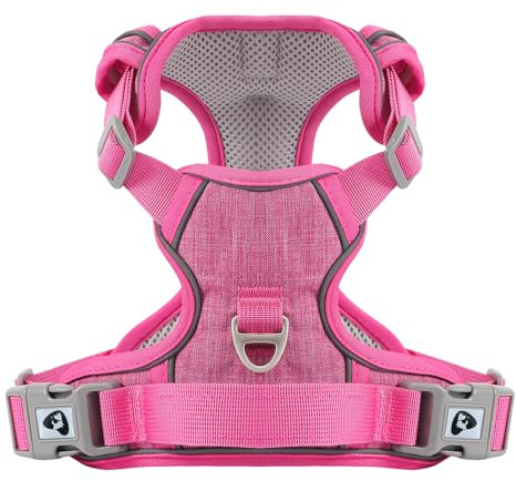 Belababy Hundegeschirr Kleine Hunde, Anti Zug Hundegeschirr mit Weich Gepolstertem Griff für Gehen, Training, Verstellbares Reflektierendes Geschirr für Kleine Mittlere Große Hunde, Rose S