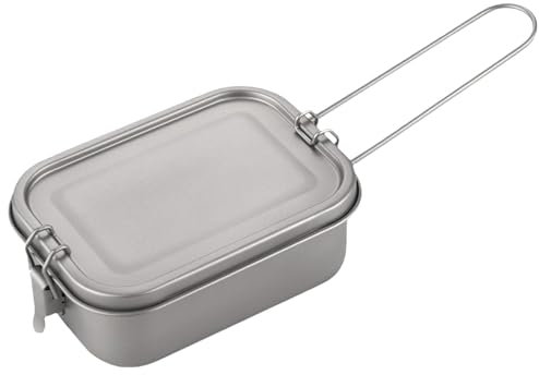 Xinhuju de titanio para camping, contenedor de alimentos, caja plegable con asa con tapa hermética, caja de alimentos de metal resistente a fugas para calefacción, contenedor de mochilero