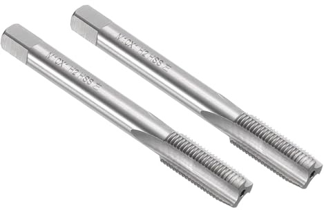sourcing map 2pcs Straight Flute Thread Tap, M10 x 1 Left Hand Metric Screw Threading Tapping Tool Thread Milling Machine Taps, High-Speed Steel 6542 (HSS 6542)