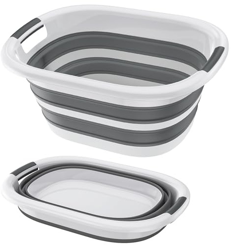 FIVMEN Cesto portabiancheria pieghevole da 40L, raccoglitore biancheria, contenitore per bucato in plastica con 2 manici, portatile, pieghevole e richiudibile, salvaspazio, contenitore di stoccaggio