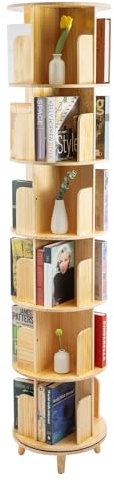 Queeucaer Drehbares Bücherregal 360 Display Multifunktionales Organizer Bodenstehendes Aufbewahrungsregal für Kinder&Erwachsene Organisator