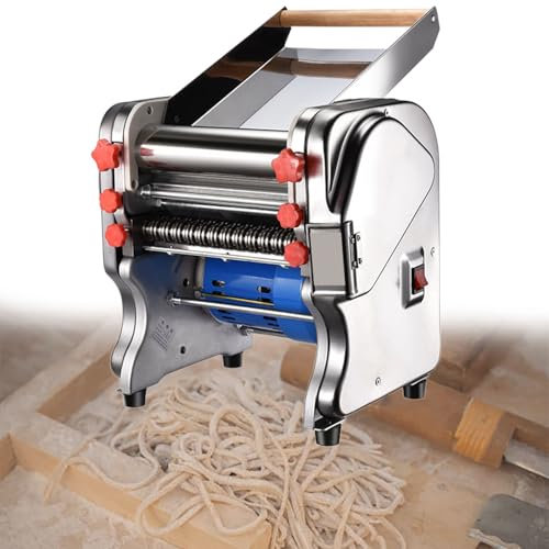 GLJTUO Prensa Eléctrica para Pasta, Máquina para Hacer Fideos Eléctrica De Acero Inoxidable De 550 W, 3 Mm/9 Mm, para Uso Doméstico O Comercial, Grosor Ajustable,