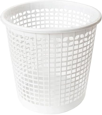 Acan Tradineur - Papelera de plástico con Rejilla, Cubo para Basura, Oficina, despacho, Estudio, Ligera y Resistente (Blanco - 25,5 x 27 cm)