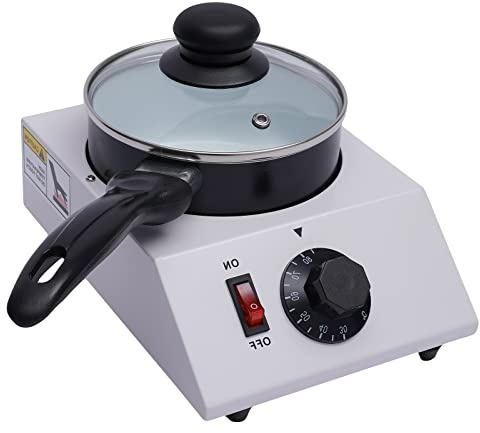 Qussse 40W Elektrische Schokoladenschmelzer mit 1 Keramik-Antihaft-Topf | Einstellbarer Temperatur 30-85°C, 14cm Topf-Durchmesser, zum Schmelzen von Schokolade, Butter, Käse