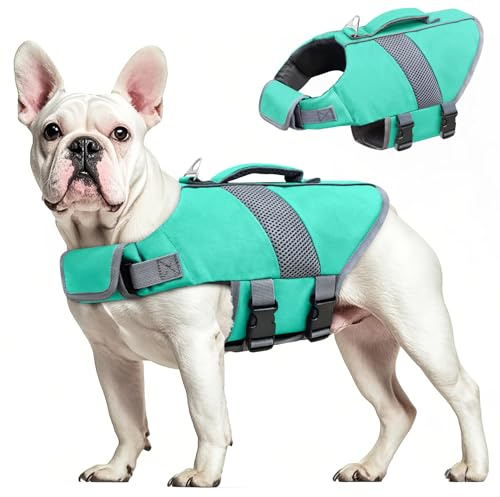 Oslueidy Hund Rettungsweste Hohe Flotation, Reflektierende Hund Rettungsretter schwimmt Weste Haustier Rettungsweste Badeanzugen Kleiner Mittlerer Großer Hunde zum Schwimmen Bootfahren Surfen Kajakin