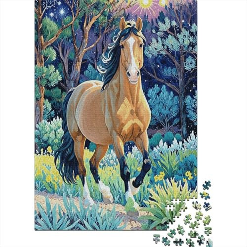Puzzle 1000 Teile Pferde galoppieren auf dem Gras, Für Kinder Klassische Holzspielzeug Herausforderndes Puzzle Unique Gift 1000pcs (75x50cm)