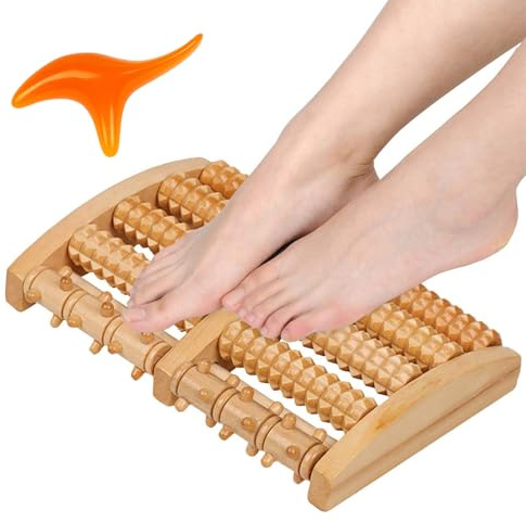 Fotmassageapparat i trä, roller fotmassageapparat, träroller fotmassage, fotmassageapparat, hälsporre massageapparat för fötter som främjar blodcirkulationen i foten, fotmassageapparat, fotroller