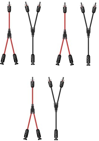 Y Cable Solar 6mm2 Câble solaire Y Répartiteur 10AWG 3 paires 1Y2 Câble solaire Y pour modules PV (rouge + noir)
