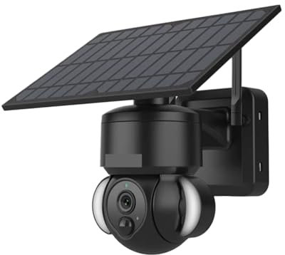 VEKELETE Cámara IP PTZ Solar Tuya for Exteriores, cámara de Seguridad de vigilancia con Panel Solar, cámara for el hogar(White Camera)