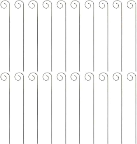 20Pcs Stainless Steel Plant Label Hooks Garden Markers Stake Plant Holder Plant Label Hanger Plant Sign Stake Rustproof Deformed Garden Sign Hanging Rods for Flower Planter (20cm)