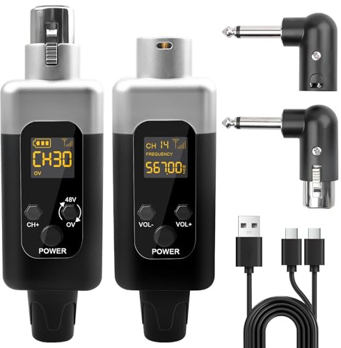 Behogan Trasmettitore Ricevitore Microfono, Trasmettitore Ricevitore Microfono Senza Fili, Adattatore Portatile Senza Fili per Microfono Radio a Condensatore Dinamico per Palcoscenico e Conferenze