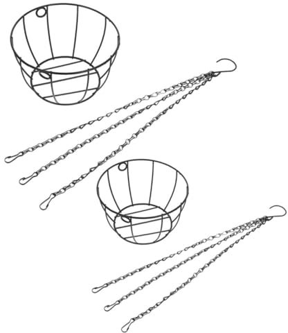 Milisten 2pezzi Portavasi Sospeso in Metallo Per Esterno Di Fioriere in Ferro Zincato Catena Regolabile Vaso Decorativo Per Balcone e Patio Per Piante Da Interno Ed Esterno