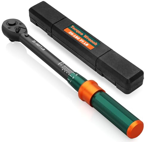 NADOKHI 1/2 Click Torque Wrench, 20-180 Ft-lb, 72-Tooth Dual Direction Torque Wrench, ±3% Precision for Car, Truck, SUV, and Wheel Lug Nuts Maintenance