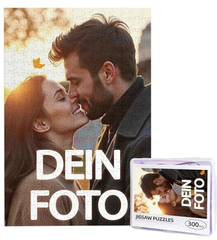 Personalisiertes Puzzle, Fotopuzzle selber gestalten, mit eigenem Foto Bedrucken, Bild, für Mama, Kinder,Familie zum Geburtstag (300pcs-Hochformat Plastikbox)