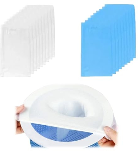 30 Stück Skimmer Socken,Pool SockenSkimmersocke,Filter Zubehör Sieb,Netz für Schwimmbad,Skimmerkorb Socks Filterkorb,Filtersocken Feinfilterung Feinmaschiger,Swimming Vorfilter Socke (weiß and blau)