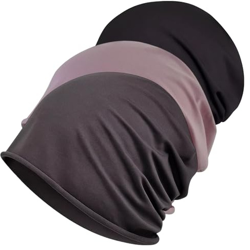 HcvGcm Beanie Damen, 3er Pack Chemo Kopfbedeckung Chemo, Mütze Damen, Baumwollmütze Für Chemotherapie Und Haarausfall, Atmungsaktive Schlafmütze In Schwarz, Pink-Lila, Dunkelgrau