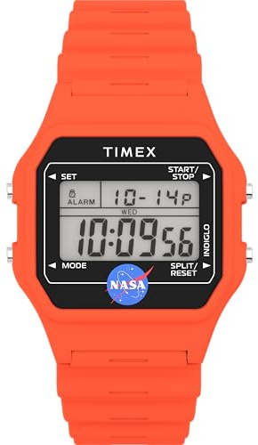 Timex digital herrklocka Main Street, 36 mm, orange hartsrem och boett TW2Y13300