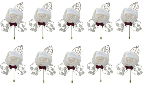 6 Stück Bräutigam Boutonniere, Ansteckblume Hochzeit Boutonniere, Boutonniere Braut, Hochzeit Boutonniere, für Die Braut, Der Bräutigam, Das Blumenmädchen und Die Anwesenden Gäste