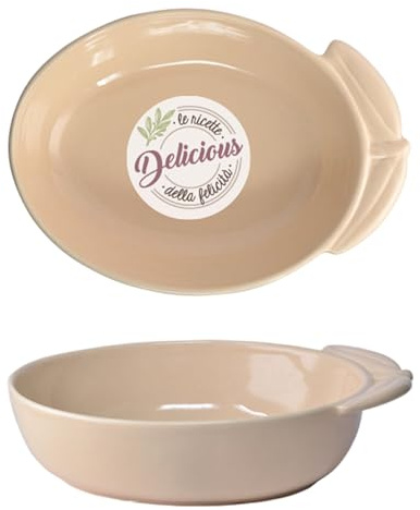 WALD Set 2 Pirofile monoporzione in Kergrès – Argilla ceramica ad alta resistenza per forno – Ideali per cucina e servizio a tavola (Oliva Bianco)