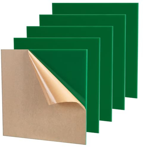 UNICRAFTALE 5 Pièces 20x20 cm Plaques Acryliques Vertes Pour Découpe Lasers Feuille Perspex Transparente 2 mm d'Épaisseur Panneau Plastique Acrylique Pour Projets d'Affichage Remplacement de Cadre