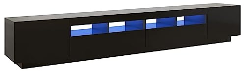 Iiaky Mobile Porta TV 260 cm Mobile Porta TV con Luci LED Mobile Porta TV Soggiorno Armadio per TV per Soggiorno Cucina-Nero-260x35x40 cm
