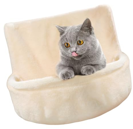 Geavonyg Lit Hamac Luxueux pour Chats Chauffage Grand Animal en Peluche Nid De Repos Détachable Et Lavable Temps Froid