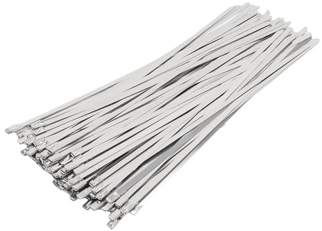 TICFOX 100 bridas de metal con revestimiento de epóxido de acero inoxidable 304, bridas de cables autoblocantes multifuncionales de alta resistencia para maquinaria