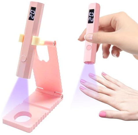 SUNNIFLY Mini Lampada UV LED Unghie, Mini Lampada per Unghie Portatile con Supporto Pieghevole, Modalità Timer a 2 Velocità, Ricarica USB-C (rosa)