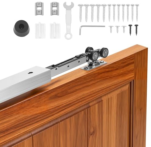 VEVOR Kit Binario per Porta Scorrevole Guida Singola per Porta a Scomparsa Lunghezza 1135 mm, Kit Ferramenta per Guida in Lega di Alluminio di Porte Scorrevoli Chiusura Ammortizzata Larghezza 610 mm